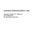 Commencement Program [Summer 1981] by St. Cloud State University