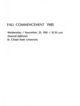 Commencement Program [Fall 1981] by St. Cloud State University