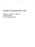 Commencement Program [Summer 1982] by St. Cloud State University